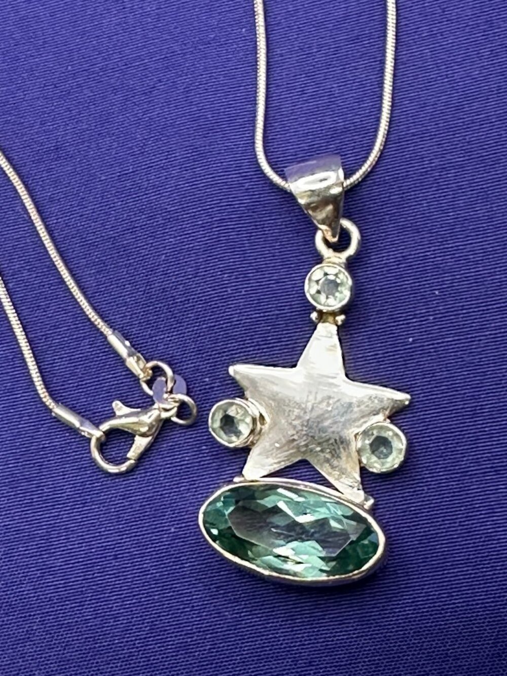 Sterling Silver Star & Crystal Pendant Necklace
